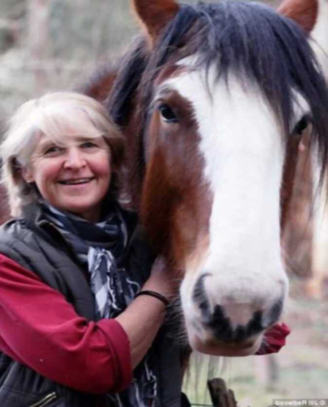 Jill Redwood junto a uno de sus caballos