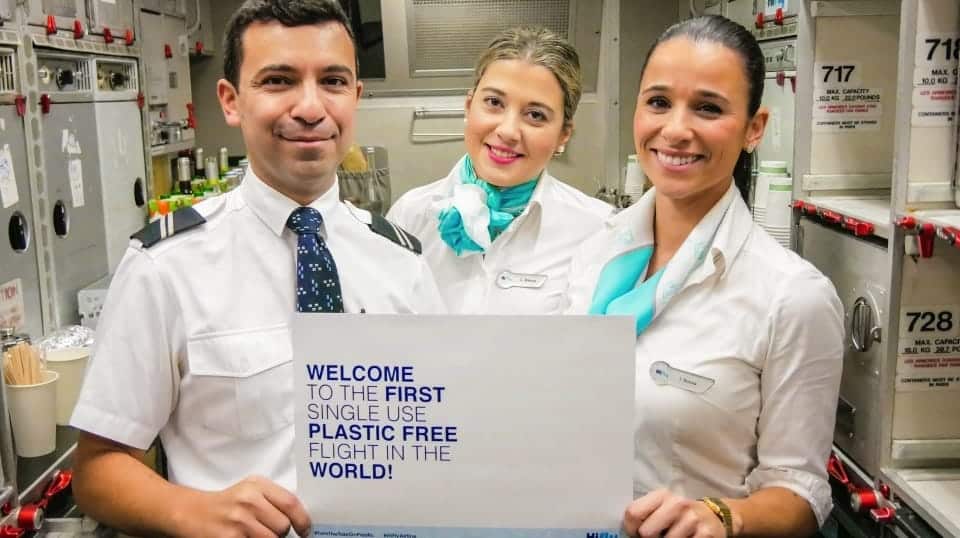 Primer vuelo libre de plástico desechable de Portugal a Brasil