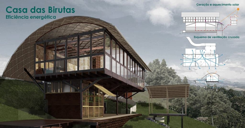 Casa autosuficiente hecha con bambú y técnicas de bioconstrucción