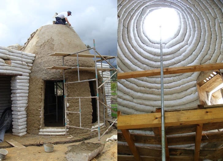 Casa en Colombia hecha con bolsas de tierra mantiene se mantiene naturalmente fresca